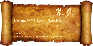 Neumüller Janka névjegykártya